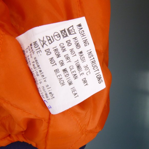 Vintage Bomber Flight Jacket XL Navy Mid Weight Full Zip Removable USA Patch - Picture 9 of 10